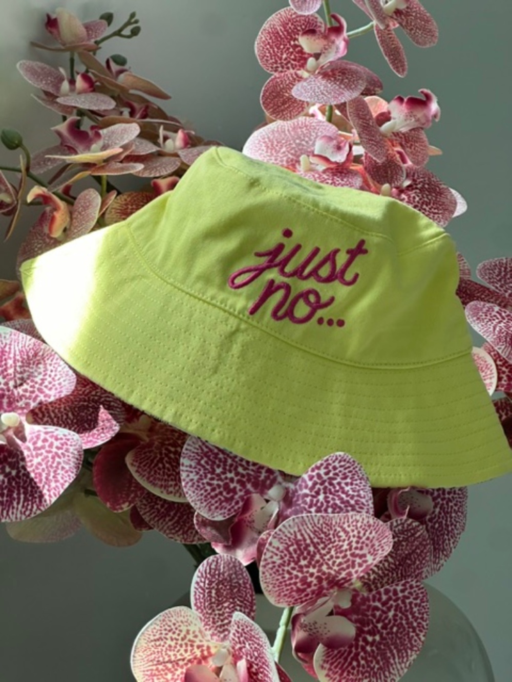 CHARM IT! Kids Yellow Bucket Hat "Just No..." Graffiti Print Sun Hat